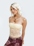 Joskaa Zuleta Lace Strapless Top Cream