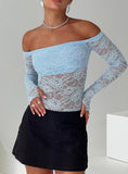 Joskaa Weaver Off Shoulder Lace Bodysuit Blue