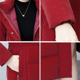 Joskaa Warm Women Winter Hoodies Parkas Jacket Casual Thick Elegants Abrigos Quilted Overcoat Korean Slim New Cotton Padded Parcas Coat