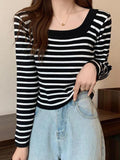 Joskaa Stripe Print Long Sleeves Knits