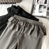 Joskaa Japanese Soft Girl Cake Fake Two Piece Skirt Pant Female Harajuku Style Y2k Sexy Slim Fit Slightly Flared Wide Leg Pant