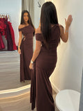 Joskaa Women Off Shoulder Cut Out Midi Dress Fashion Pleated Solid Color Sleeveless Slim Fit Long Dresses Summer Commuting Vestidos New
