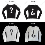 Joskaa Gothic long sleeve top question mark double-sided pattern all-match Y2K top rock aesthetic grunge punk casual hop womens t-shirt