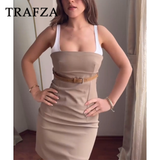 thanksgiving outfit Joskaa 2024 Spring Summer Sexy Patchwork Women Dresses Fashion Nightclub Belt Square Collar Slim Camisole Solid Chic Dresses