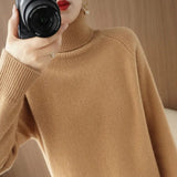 Joskaa 2025 New Wool Cashmere Sweater Women's Turtleneck Pullover Sweater Fall Winter Long Sleeve Jumper Bottoming Knit Warm Tops