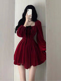 Joskaa 2025 Spring Elegant French Dress Women Evening Party Slim Sexy Mini Dress Office Lady Casual Outwaer Dress Korean Fashion Chic