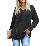 christmas outfit Joskaa Womens Sweatshirts V Neck Long Sleeve Shirts Loose Casual Fall Fashion Sweaters