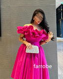 Joskaa Customized Matching Jersey Pleat A-line Off-the-shoulder Midi Dresses Prom Dresses Classic Exquisite Modern Style Pastrol  Chine (PRE-ORDER)