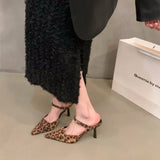 Joskaa New Leopard Slippers Shoes Women Slides Sandals Female Footwear Slingbacks Mules Ladies High Heels 2024 Sandals Pumps Shoes