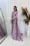 Joskaa Modest Long Sleeve فساتين سهرة Luxurious Purple Satin Vestidos De Fiesta Sequins Elegant High Neck Porm Dresses 2024-(PRE-ORDER)