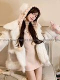 Joskaa Autumn Winter Sweet Kawaii Hooded Dress Y2k E-girls Slim Mini Dress Casual Korean Fashion Short Party Dress Woman Chic Design