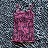 Joskaa Leopard Pink Suspender Aesthetic Streetwear Emo Girl Y2K Crop Top Urban Beauty Casual Fashion Chic Harajuku Hip Hop Women's Tops