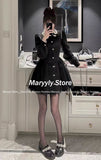 Joskaa Korean Sweet Fashion Mini Dress Women Elegant Chic Evening Party Dress 2025 Autumn Casual Office Lady Slim One Piece Dress New