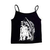 Joskaa High Street Punk emo Halter Tops Skull Aesthetic Goth Camisole Metal Rock Casual Sling Grunge Retro Slim Classic Y2K Print Tank