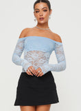 Joskaa Weaver Off Shoulder Lace Bodysuit Blue