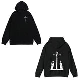 Joskaa Double sided cross pattern hoodie emo girls gothic Y2K tops rock aesthetic streetwear harajuku casual grunge punk women's hoodie