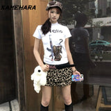 Joskaa Japanese Millennial Hot Girl Summer Subculture Y2K Cake Puffy Skirt Leopard Print Patchwork Short Skirt Shibuya Skirts