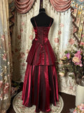 Joskaa Wine Red Straps Sweetheart Vintage Style Party Dress, Wine Red Prom Dress BBD  (PRE-ORDER)