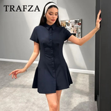 thanksgiving outfit Joskaa 2024 Spring Summer Casual Women Shirt Dresses Fashion Streetwear Turn-down Collar Pleated Single Breasted Short Dresses