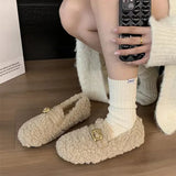 Joskaa Shoes Woman 2024 Modis Autumn Casual Female Sneakers Flats Loafers Fur All-Match New Boat Cute Fall Winter Dress Moccasin