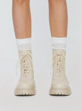 Joskaa Dovie Combat Boots Ecru