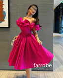 Joskaa Customized Matching Jersey Pleat A-line Off-the-shoulder Midi Dresses Prom Dresses Classic Exquisite Modern Style Pastrol  Chine (PRE-ORDER)