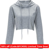 winter outfits men Solid Color Cropped Hooded Long Sleeve Sports Thin Sweater for Women