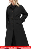 winter outfits men Spring Women's Solid Color Lapel Lace-up Single-Breasted Extended Trench Coat British Temperament Overcoat