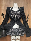 Joskaa Autumn Japanese Sweet Lolita outfits 3 Piece Set Women Casual Knitted Cardigan+ Sexy Slim Lace  Vest Tops+ High Waist Cake Skirt