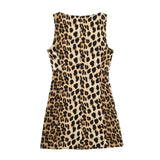 thanksgiving outfit Joskaa 2024 Spring Summer Women LEOPARD Sexy Dresses Fashion Nightclub O Neck Slim Sleeveless Print Elegant Ladies Mini Dresses