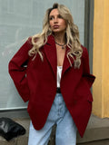 christmas outfit Joskaa Vintage Women Jackets Wine Red Casual Suit Coat Women Loose Turndown Collar Jacket Coats Autumn New Fashion Streetwear Outerwear