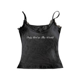 Joskaa Goth retro hottie slim fit sexy camisole top grunge punk hip hop aesthetic sleeveless crop top Y2K harajuku emo girls streetwear