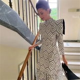 Joskaa 2024 Spring New Women's Fashion, Elegant, Casual, Versatile, Slim Fit, Slim and Long Printed Dress