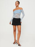 Joskaa Weaver Off Shoulder Lace Bodysuit Blue