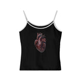 Joskaa Punk hip hop gothic aesthetic women's camisole top Y2K Harajuku retro heart print crop top sexy slim fit chic fashion streetwear