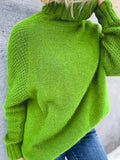 christmas outfit Joskaa Long Sleeves Loose Solid Color High Neck Pullovers Sweater Tops