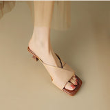 Joskaa Larianna Open Toe Kitten Heels Slides Sandals