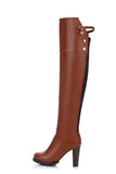 thanksgiving outfit Joskaa Over-Knee High Boots Round Toe Block Heel TPU Outsole Charm Size 33-45 Mature Red S2675