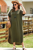 Joskaa Plus Size V-Neck Short Sleeve Maxi Dress