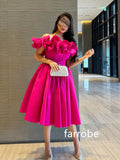 Joskaa Customized Matching Jersey Pleat A-line Off-the-shoulder Midi Dresses Prom Dresses Classic Exquisite Modern Style Pastrol  Chine (PRE-ORDER)