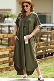 Joskaa Plus Size V-Neck Short Sleeve Maxi Dress