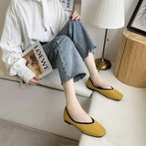 Joskaa 2024 Cotton Fabric Flats Shoes Women Yellow Ballerina Socks Shoes Women Loafers Slip on Flat Heel Mule Shoes Plus Size 43