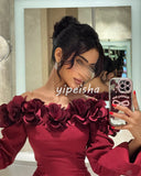 Joskaa Customized Elegant High Quality Jersey Handmade Flower Straight Off-the-shoulder Long Dresses Bespoke Occasion Dresses Exquisite (PRE-ORDER)