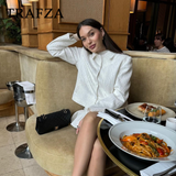 thanksgiving outfit Joskaa 2024 Spring Summer Casual Women Suits Fashion Elegant Turn-down Collar Solid Shirts+Chic Folds Ball Gown Loose Skirts