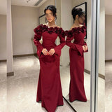 Joskaa Customized Elegant High Quality Jersey Handmade Flower Straight Off-the-shoulder Long Dresses Bespoke Occasion Dresses Exquisite (PRE-ORDER)