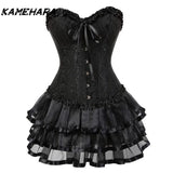 Joskaa Japanese Harajuku Wedding Dress Bridal Gown Strapless Top Sexy Mini Pleated Skirt Retro Y2K Fairy Gothic Two Piece Sets