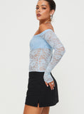 Joskaa Weaver Off Shoulder Lace Bodysuit Blue