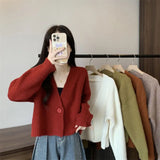 christmas outfit Joskaa New Christmas Red Sweater Coat Women's Winter Lazy Style Loose Outwear Thickened Short Knitted Cardigan