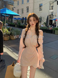 Joskaa 2025 Woman Solid Patchwork Lace Shirt Dress Elegant Long Sleeve Y2k Mini Dress 90s Party Club Korean Fashion Dress Female