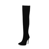 thanksgiving outfit Joskaa Design Thigh Boots Pointed Toe Stilettos Sexy Stretch Female Booties Size 45 46 47 48 Fashion Party Shoes